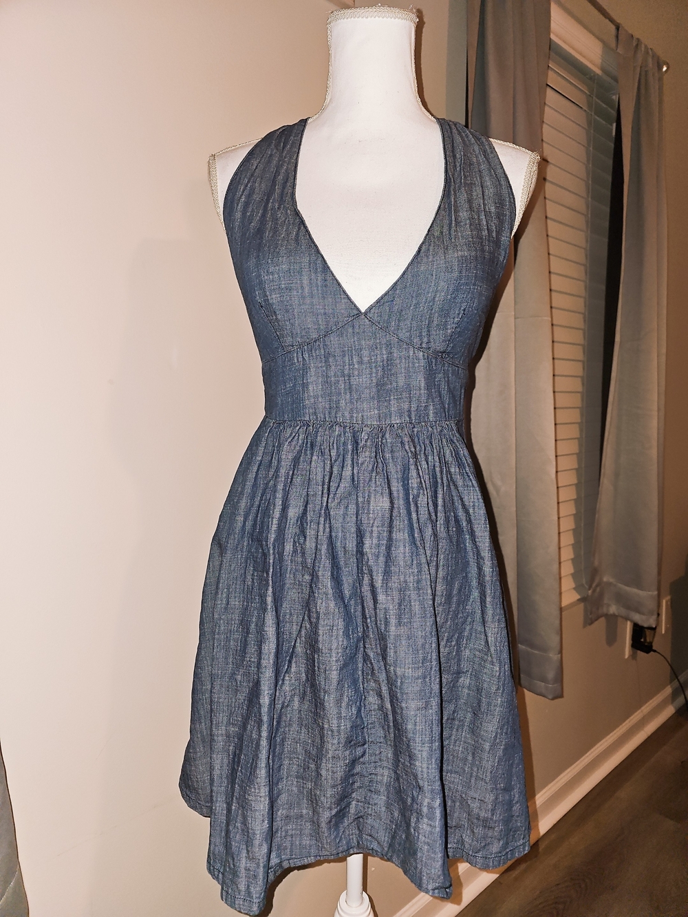 Arden B Blue Sleeveless V-Neck Halter Sundress